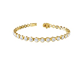 White Lab-Grown Diamond E-F VVS-VS 14k Yellow Gold Tennis Bracelet 5.84ctw