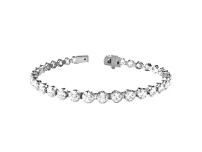 14k White Gold 6ctw Round Lab Grown Diamond fancy Tennis Bracelet 7"