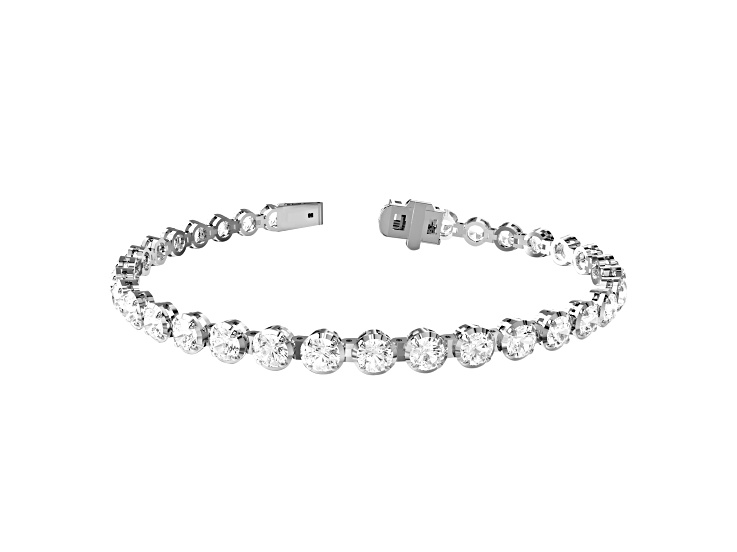 White Lab-Grown Diamond E-F VVS-VS 14k White Gold Tennis Bracelet 5.84ctw