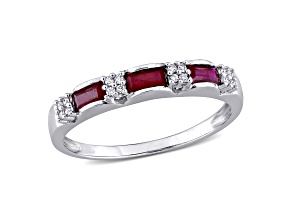 Ruby and Diamond 10K White Gold Ring 0.58ctw