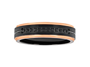 Tungsten Comfort™.12ctw Black Diamond Tungsten Black and Rose Ion Plated Band