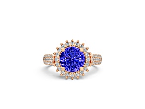 14K Rose Gold Tanzanite and Diamond Ring 2.04 ctw