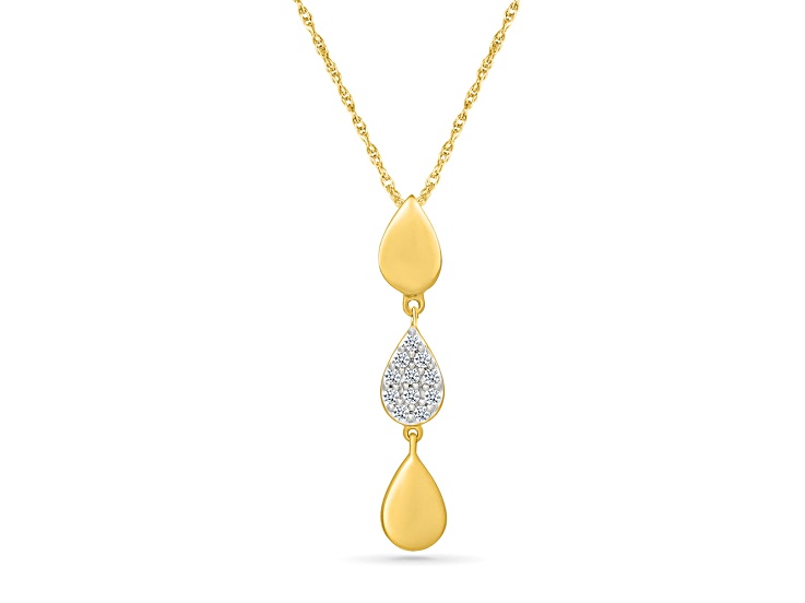 White Diamond 14K Yellow Gold Over Sterling Silver Pendant With 18" Chain 0.08ctw