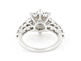 White Lab-Grown Diamond 14k White Gold Flower Ring 3.00ctw