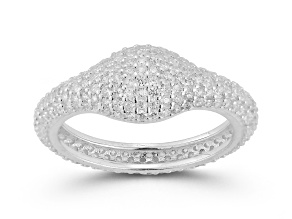 Sterling Statements Rhodium Over Sterling Silver Pave Signet Ring