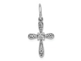 Rhodium Over 14K White Gold 0.03ct. Diamond Cross Charm