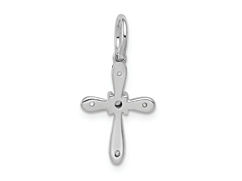 Rhodium Over 14K White Gold 0.03ct. Diamond Cross Charm