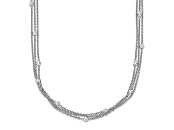 Picture of Rhodium Over 18K White Gold Diamond 3 Strand 18 Inch Necklace