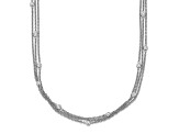 Rhodium Over 18K White Gold Diamond 3 Strand 18 Inch Necklace