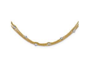 18K Yellow Gold Diamond 3 Strand 18 Inch Necklace