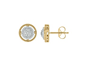 14K Yellow Gold Over Sterling Silver Round Diamond Stud Earrings