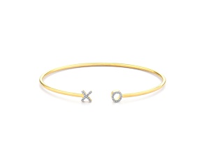 Diamond Accent 14K Yellow Gold Over Sterling Silver XO Flexi Cuff Bracelet
