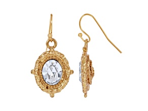 1928 Jewelry Gold-Tone Crystal Oval Drop Earrings