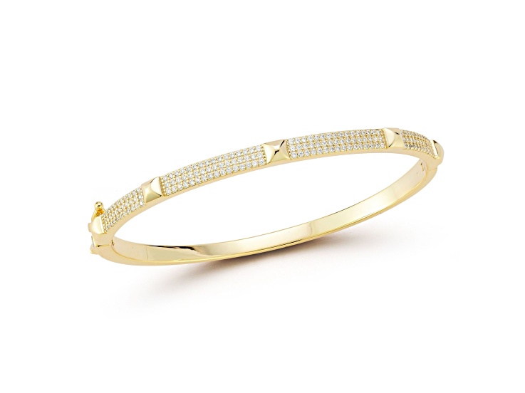 Rachel Zoe 14K Yellow Gold Over Sterling Silver Pave Nailhead Bangle Bracelet
