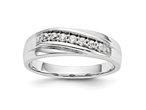 Rhodium Over 14K White Gold Lab Grown Diamond Men's Band