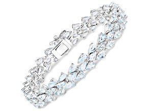 Blue Aquamarine Sterling Silver Tennis Bracelet