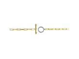 Clear Cubic Zirconia , Two-Tone over Brass Toggle Clasp Link Bracelet