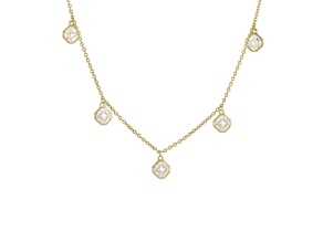Asscher Cut White Lab-Grown Diamond F-G SI 14K Yellow Gold Station Necklace 2.00ctw