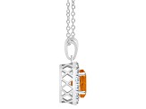 8x6mm Oval Citrine and White Topaz Accent Rhodium Over Sterling Silver Halo Pendant w/Chain