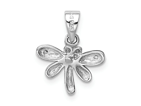 Rhodium Over Sterling Silver Polished Cubic Zirconia Dragonfly Children's Pendant