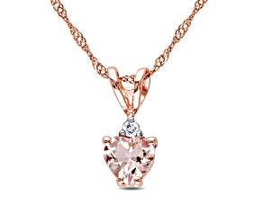 Morganite & Diamond 10K Rose Gold Pendant With Chain 0.52ctw