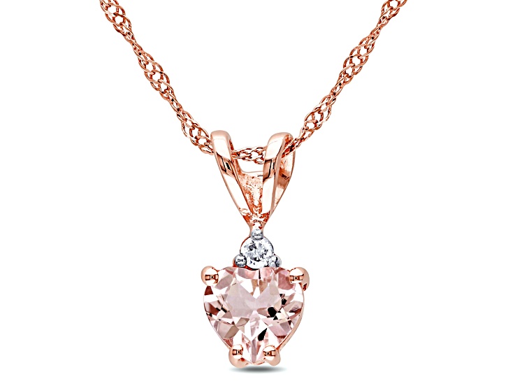 Morganite & Diamond 10K Rose Gold Pendant With Chain 0.52ctw