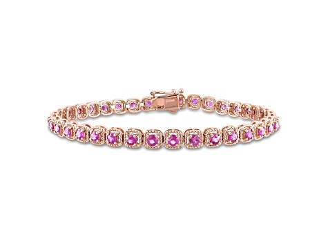 Pink Sapphire 14K Pink Gold Bracelet 3.70ctw