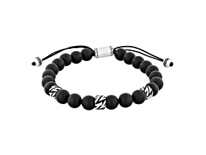 Onyx Bead and Stainless Steel Bolo Bracelet
