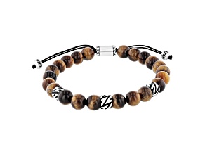 Yellow Tiger Eye and Stainless Steel Bolo Bracelet