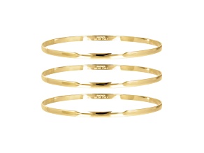 18K Yellow Gold Over Bronze Set of 3 Polished Bangles
