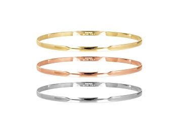 Picture of Tricolor Over Bronze Set of 3 Polished Bangles- Yellow, Black, Rose