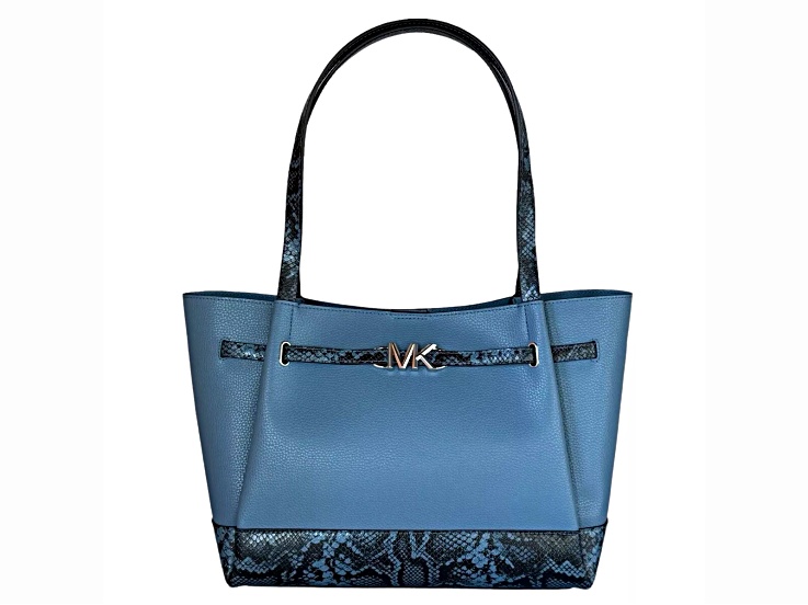 Michael KORS Reed Large Belted Tote Shoulder Handbag in Exotic Natural/Denim