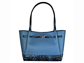 Michael KORS Reed Large Belted Tote Shoulder Handbag in Exotic Natural/Denim