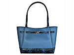 Michael KORS Reed Large Belted Tote Shoulder Handbag in Exotic Natural/Denim