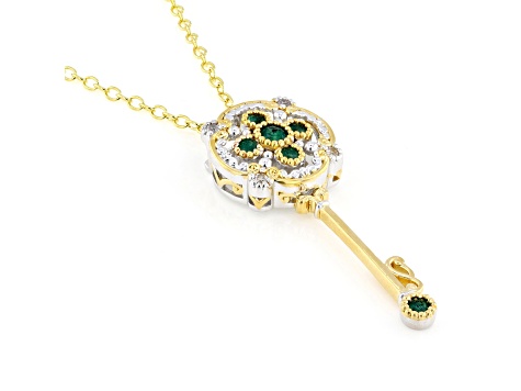 Green Grizzly Emerald Rhodium & 24k Gold Over Palladium