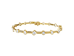 18k Vermeil Over Sterling Silver 2.84ctw Lab Grown Diamond Link Bracelet 7" VVS-VS, E-F