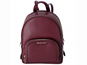 Michael Kors Jaycee Medium Leather Zip Pocket Backpack in Oxblood
