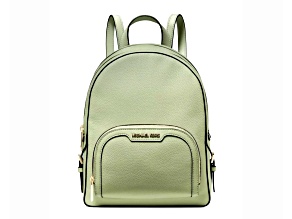 Michael Kors Jaycee Medium Pebbled Leather Zip Pocket Backpack in Light Sage