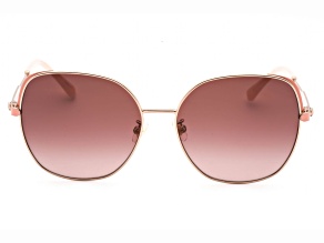 Kate Spade Yara Red Gold Square Frame / Pink Lenses Sunglasses