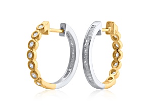 Round and Baguette Lab-Grown Diamond F SI2 2-Tone Sterling Silver Reversible Hoop Earrings 0.50ctw