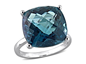 London Blue Topaz 14K White Gold Ring 19.24ctw