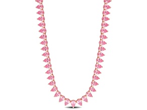Created Pink Sapphire 18K Rose Gold Over Sterling Silver Necklace 44.5ctw
