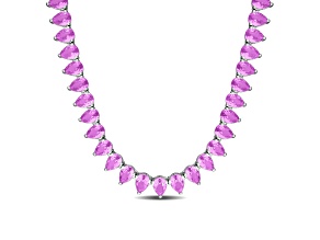 Created Pink Sapphire Sterling Silver Necklace 44.5ctw