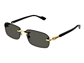 Gucci Gold Tone and Black Rectangular Black Frame / Smoke Lenses Sunglasses