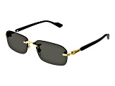 Gucci Gold Tone and Black Rectangular Black Frame / Smoke Lenses Sunglasses