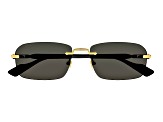 Gucci Gold Tone and Black Rectangular Black Frame / Smoke Lenses Sunglasses