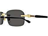 Gucci Gold Tone and Black Rectangular Black Frame / Smoke Lenses Sunglasses