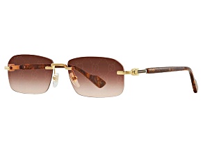Gucci Gold Tone and Burgundy Rectangular Black Frame / Burgundy Lenses Sunglasses