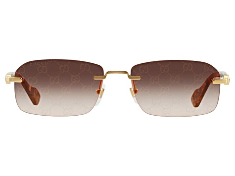 Gucci Gold Tone and Burgundy Rectangular Black Frame / Burgundy Lenses Sunglasses