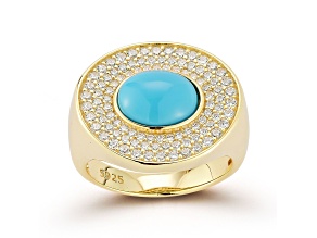 Rachel Zoe 14K Yellow Gold Over Sterling Silver Lab Created Turquoise Signet Ring